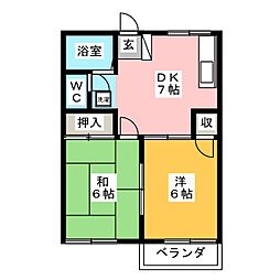 メゾン浅野B 2DKの間取図画像