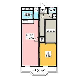 グラッツアモーレ大垣 1LDKの間取図画像