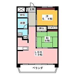 エスポワール本今 2LDKの間取図画像