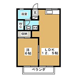 コーポゴトウ 1LDKの間取図画像