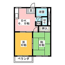 なにわハイツ 2DKの間取図画像