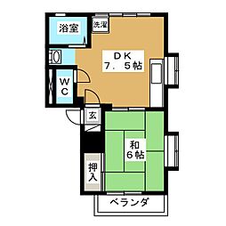 ハイツみどり 1DKの間取図画像