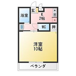 セリーヌ英 1Kの間取図画像