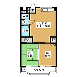 ハイツ緑ヶ丘 2LDKの間取図画像