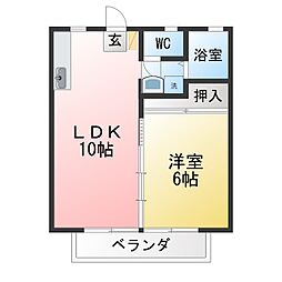サンシティ牧野 1LDKの間取図画像