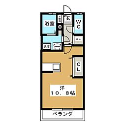 りとるわーるどムラセ1B ワンルームの間取図画像