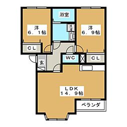 ハピネス・ナカノ 2LDKの間取図画像