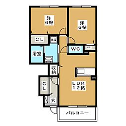 ポエム・アイA 2LDKの間取図画像
