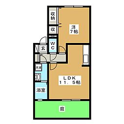 マシェリS 1LDKの間取図画像
