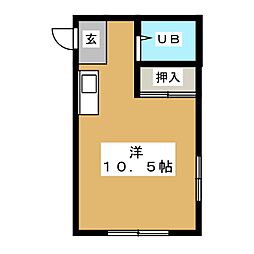 安田マンション ワンルームの間取図画像