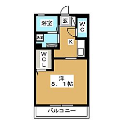 LUANA林町 1Kの間取図画像