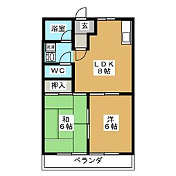 イマージュRYOKE 2LDKの間取図画像