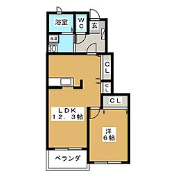 メゾン・ド・ロワールB 1LDKの間取図画像