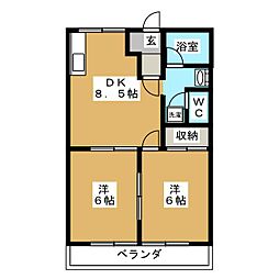 フォートレス21B 2DKの間取図画像