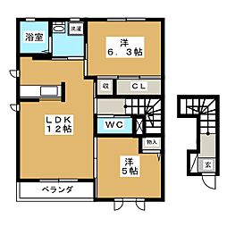 ディアコートA 2LDKの間取図画像