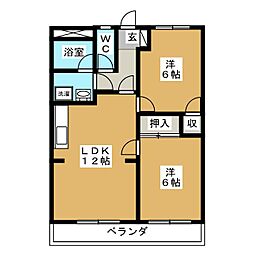 ロイヤルハイツ・廣瀬159 2LDKの間取図画像