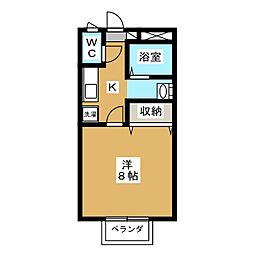 コーポパルパルN 1Kの間取図画像