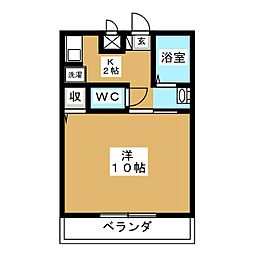 セリーヌ英 1Kの間取図画像