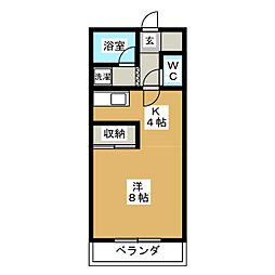 アビタシオン大垣 1Kの間取図画像