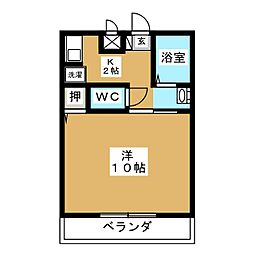 セリーヌ英 1Kの間取図画像