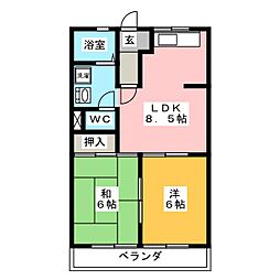 アメニティパークA 2LDKの間取図画像