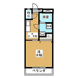下東野コーポ2 1Kの間取図画像