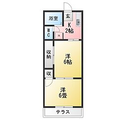 タカラハイツ 2Kの間取図画像