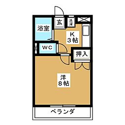 モア・メゾン領家 1Kの間取図画像