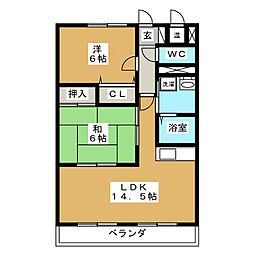 リリカルいびがわ 2LDKの間取図画像