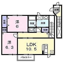 ベルアリスA 2LDKの間取図画像