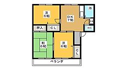 吉野ハイツ 3DKの間取図画像