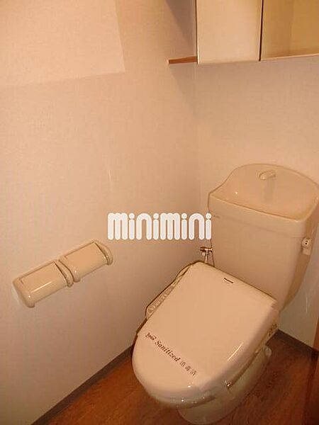 画像12:鏡の付いた棚もあるトイレです。