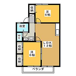 セジュールたくみ 2LDKの間取図画像