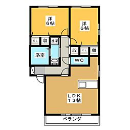 メイユール各務野 2LDKの間取図画像
