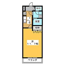 レジデンスビット 1Kの間取図画像