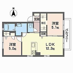 カーサアコルデA 2LDKの間取図画像