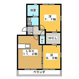 フィオーレ桜 2LDKの間取図画像