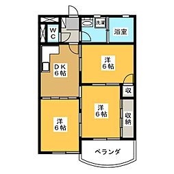 グリーンハイツ那加 3DKの間取図画像