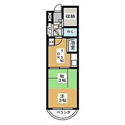 サンシャイン 1DKの間取図画像