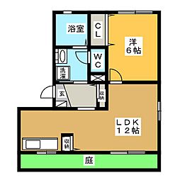 メゾンアイギB 1LDKの間取図画像