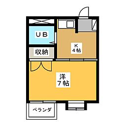 モン・リジェール 1Kの間取図画像