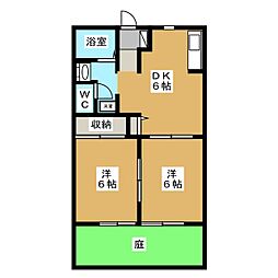 ロイヤルグリーンハイツ 2DKの間取図画像