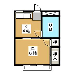 水崎ハイツ 1DKの間取図画像