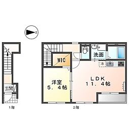 グランディール 1LDKの間取図画像