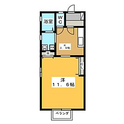 レリアンA 1Kの間取図画像