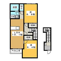 グリーンタウン2 2LDKの間取図画像