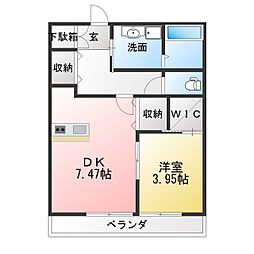 グリーンフォレスト那加門前 1DKの間取図画像