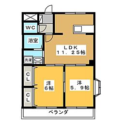 ラポールRYU 2LDKの間取図画像