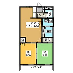 グランピアン瑞穂 2LDKの間取図画像