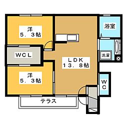 エトワール那加 2LDKの間取図画像